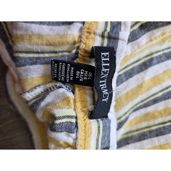 Ellen Tracy Womens Striped Cotton/Linen Wide-Leg Pants L - Picture 3 of 5
